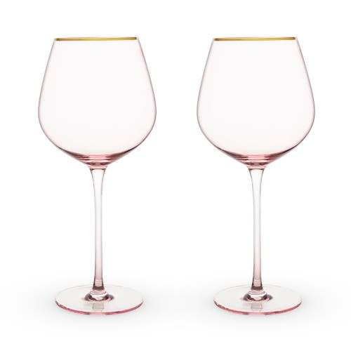 Twine Rose Crystal Red Wine Glasses Set Of 2 In Pink