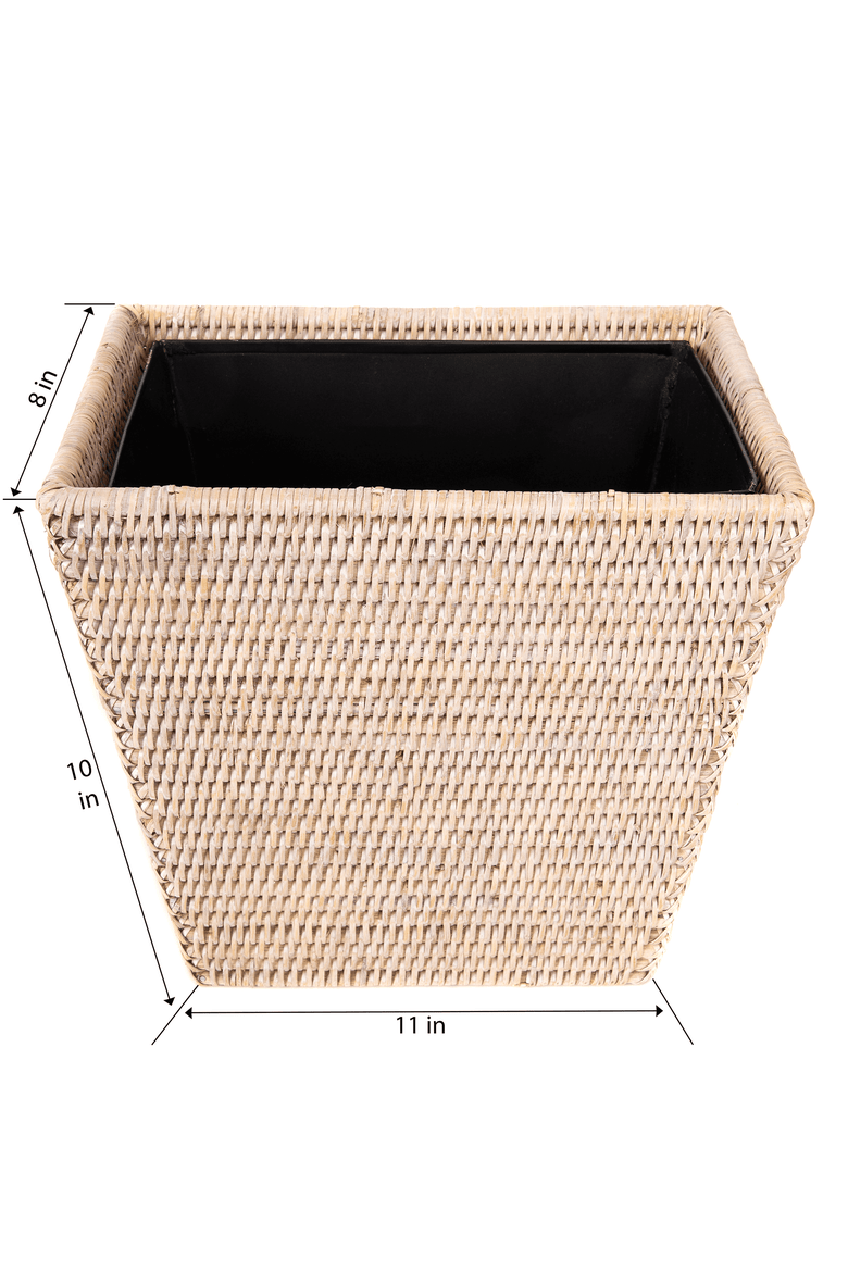 Rectangular Tapered Rattan Waste Basket, Alternate, color, White Wash