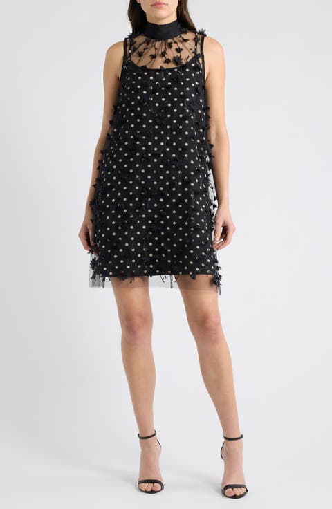 Floral Appliqué A-Line Dress