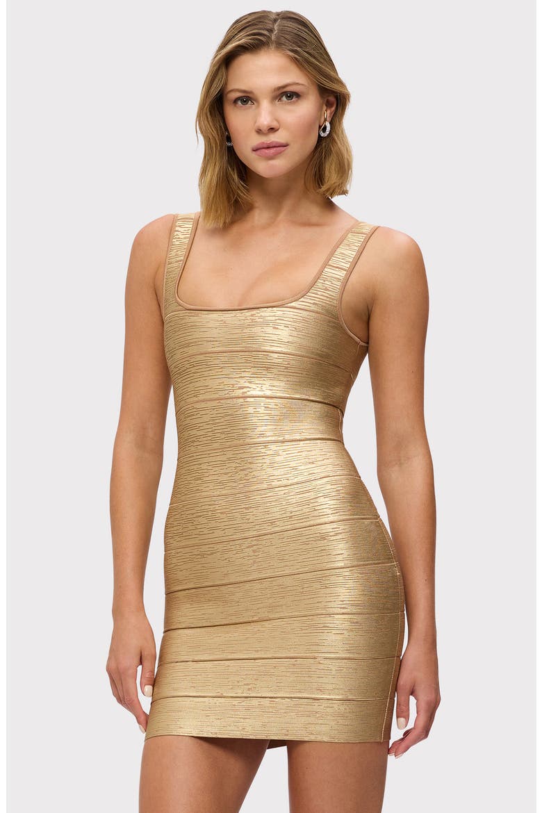 The Gabriella Metallic Bandage Minidress, Alternate, color, GOLD FOIL