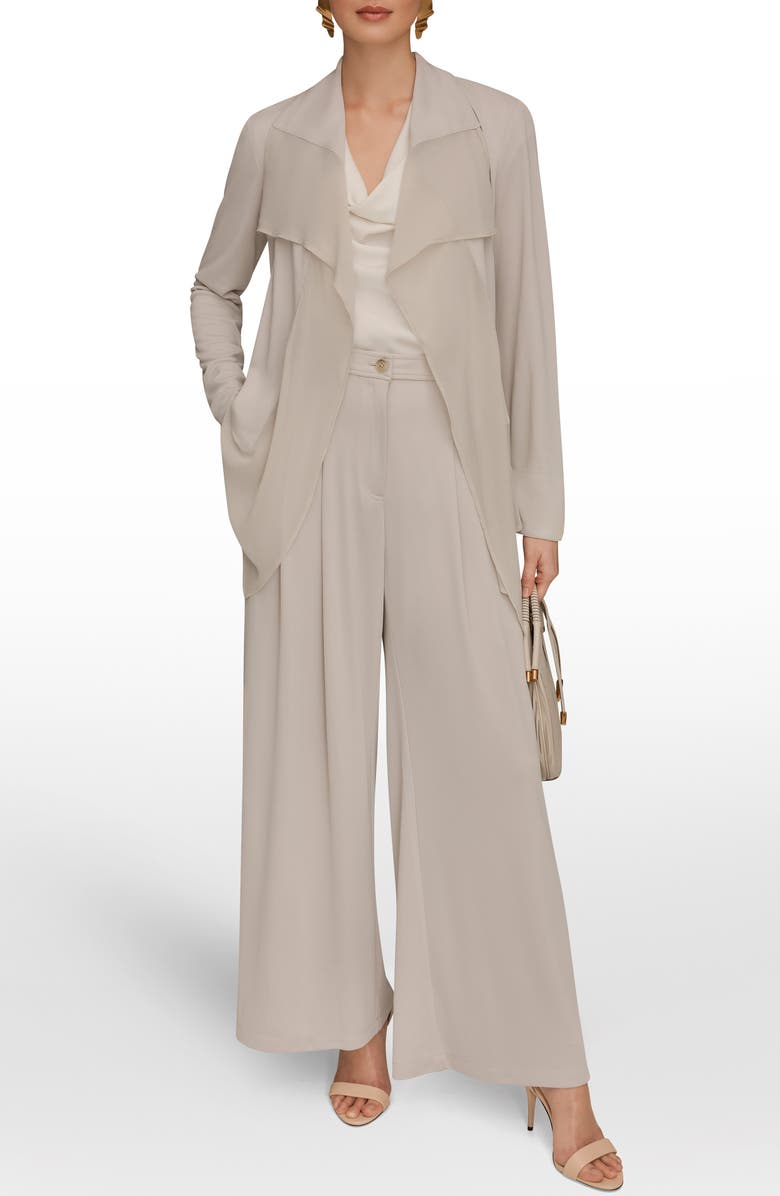 Donna Karan New York Mixed Media Open Front Jacket, Alternate, color, Tuscan Grey