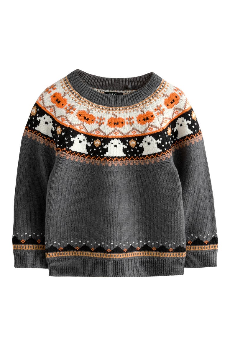 Kids' Halloween Fair Isle Sweater, Main, color, GREY