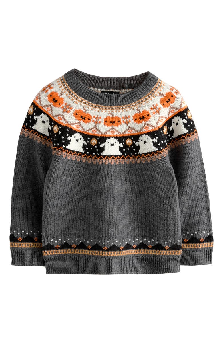 NEXT Kids' Halloween Fair Isle Sweater, Main, color, Grey