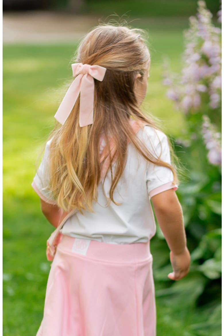 Long-Tailed Velvet Hair Bow Barrette, Alternate, color, Pink