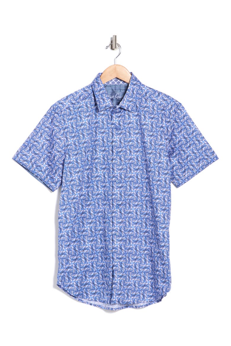 Short Sleeve Button Up Shirt, Alternate, color, BLUE