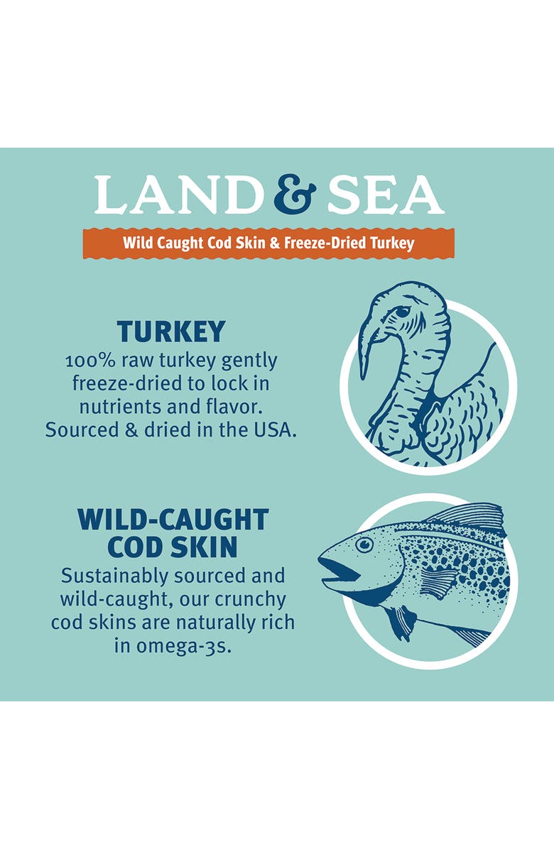 ICELANDIC+ Land & Sea Wild Caught Cod Skin & Freezedried Turkey 6.75Oz, Alternate, color, Multicolored