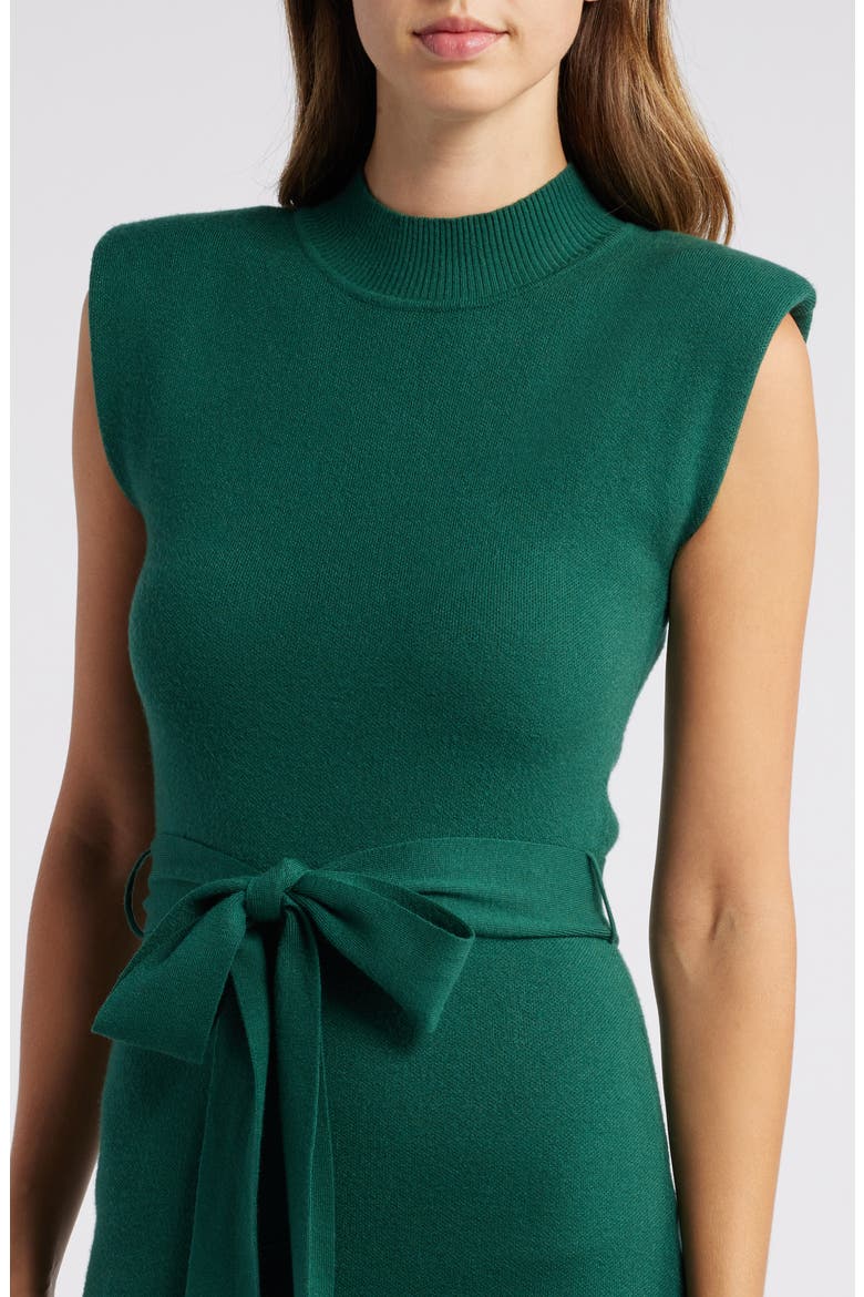 Mock Neck Sleeveless Midi Sweater Dress, Alternate, color, HUNTER GREEN