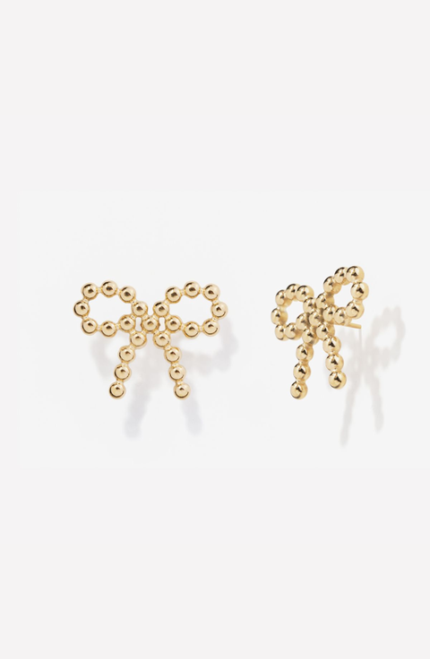 Beaded Bow Stud Earrings