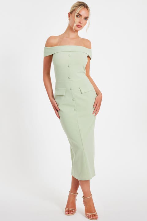 Scuba Crepe Button Front Maxi Dress