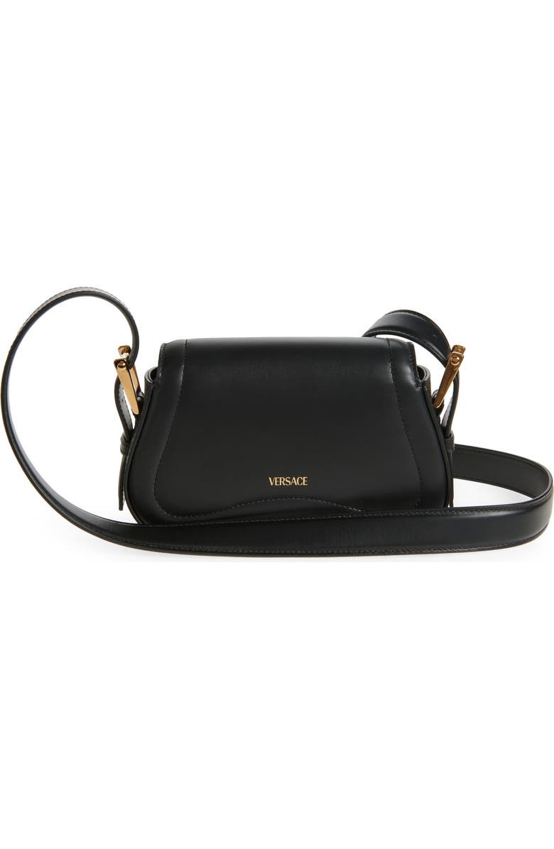 Versace Medusa Leather Shoulder Bag, Alternate, color, Black-Versace Gold