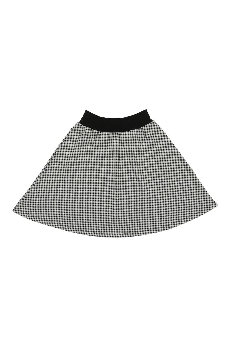 Kids' Soft Gingham Cotton Blend Skirt, Main, color, BLACK