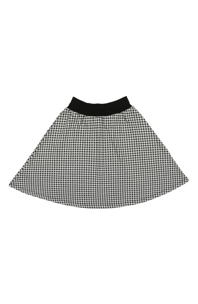Manière Kids' Soft Gingham Cotton Blend Skirt, Main, color, Black