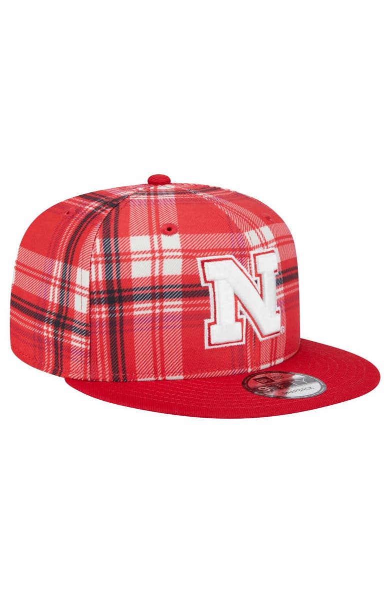 New Era Men's New Era Scarlet Nebraska Huskers Plaid 9FIFTY Snapback Hat, Alternate, color, 