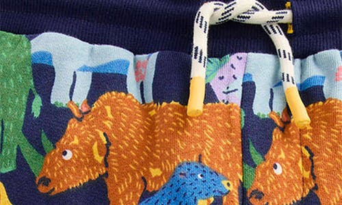 Mini Boden Kids' Dino Print Cotton Joggers In Blue