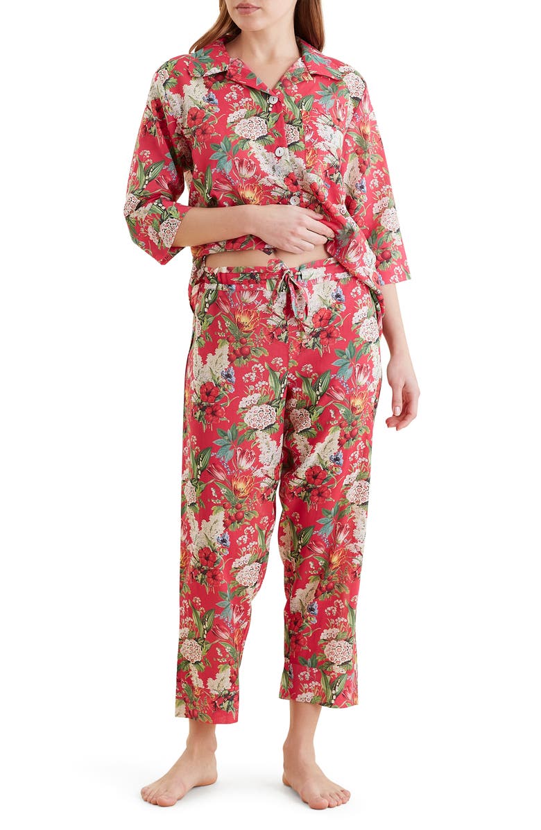 Papinelle Clara Print Crop Cotton Pajamas, Alternate, color,
