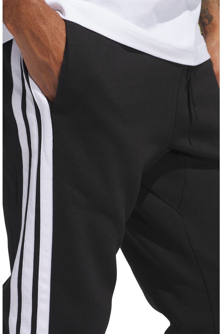 Essential 3-Stripes Fleece Joggers, Alternate, color, BLACK/WHIT