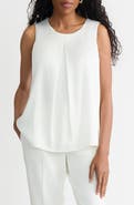 KASPER Box Pleat Sleeveless Matte Satin Top