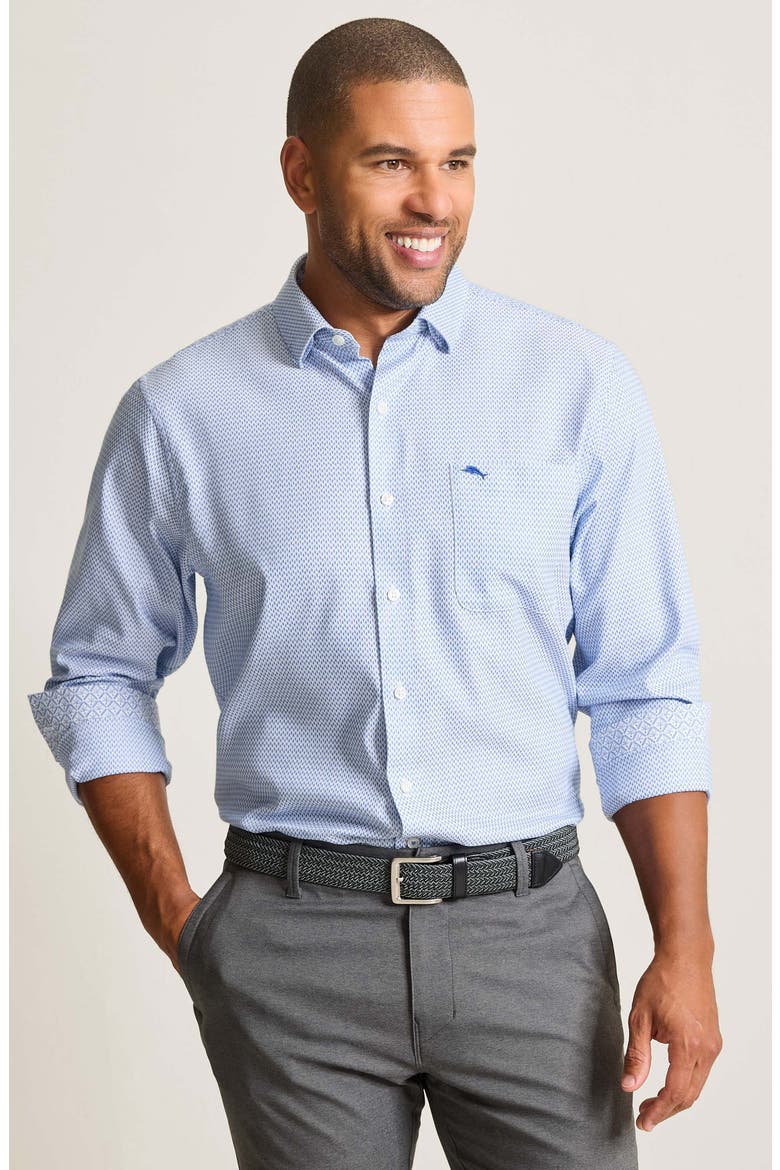 Sarasota Stretch Ventura Coast Solid White IslandZone® Button-Up Shirt, Alternate, color, MED BLUEBERRY