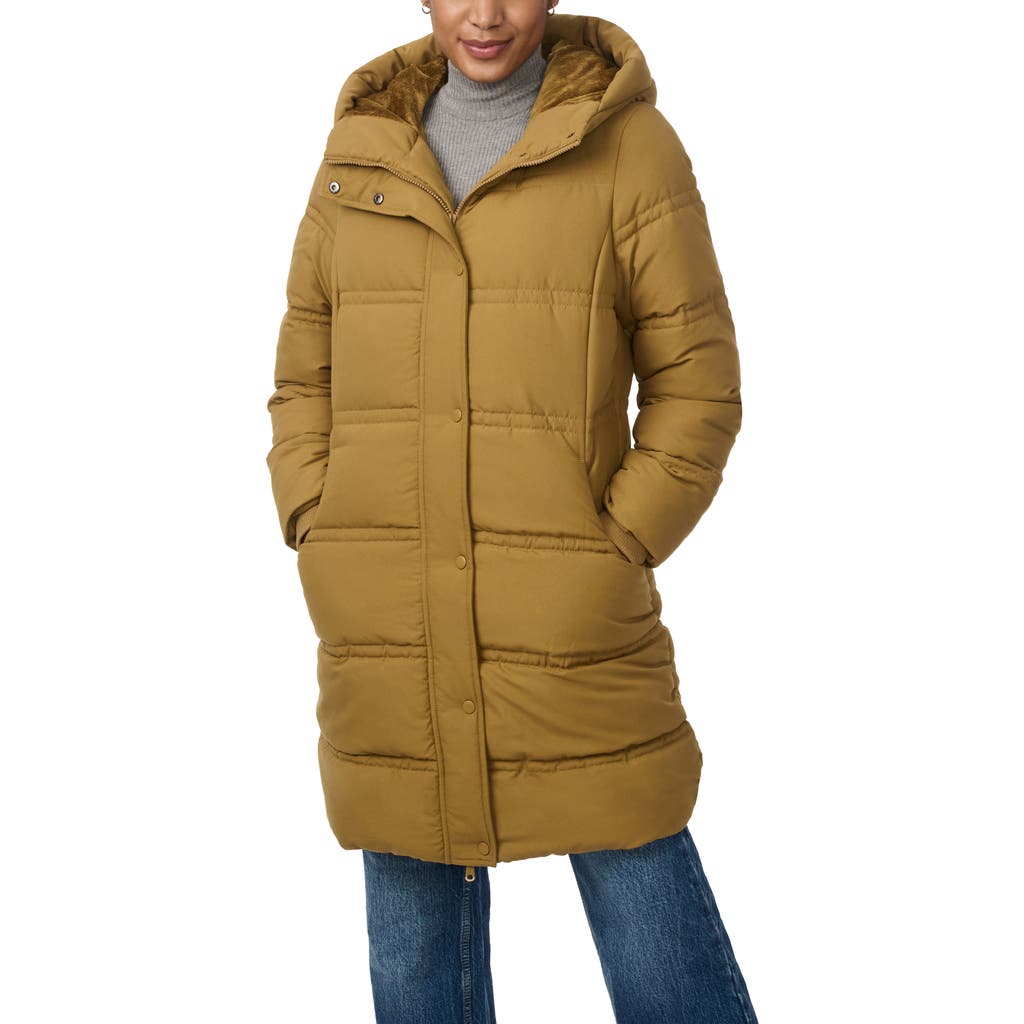 Bernardo Minimalist Double Needle Stitched Puffer Coat In Desert Sand
