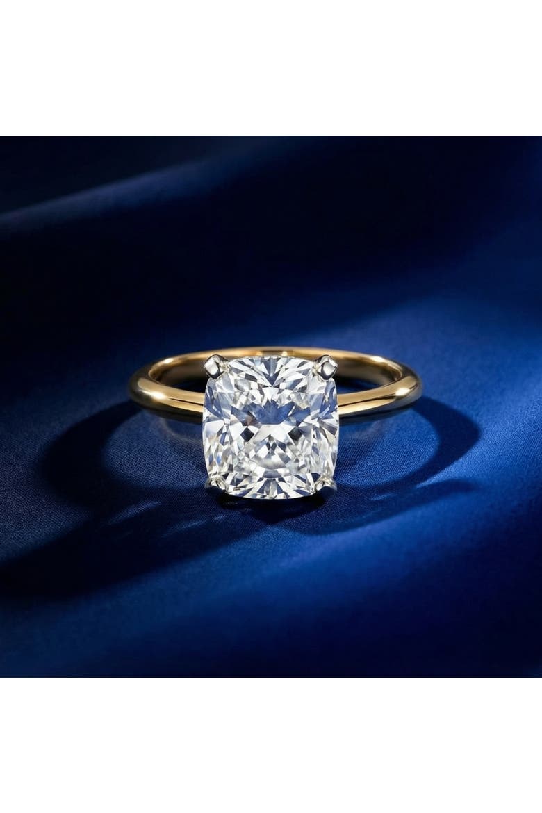 4 Ct 14k Two Tone Certified Lab Grown Cushion Diamond Engagement Ring, Alternate, color, 14k Yellow Gold