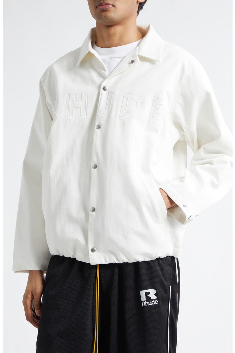 Logo Appliqué Coach's Jacket, Alternate, color, WHITE/ WHITE