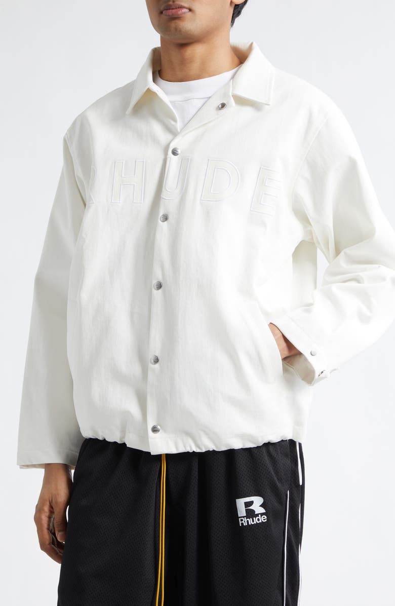 Rhude Logo Appliqué Coach's Jacket, Alternate, color, White/ White