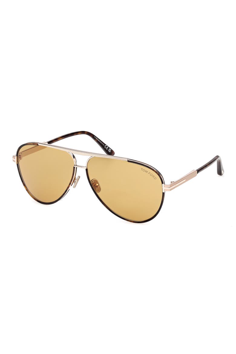 Rupert 63mm Pilot Sunglasses, Alternate, color, DARK HAVANA ROSE GOLD/ VICUNA