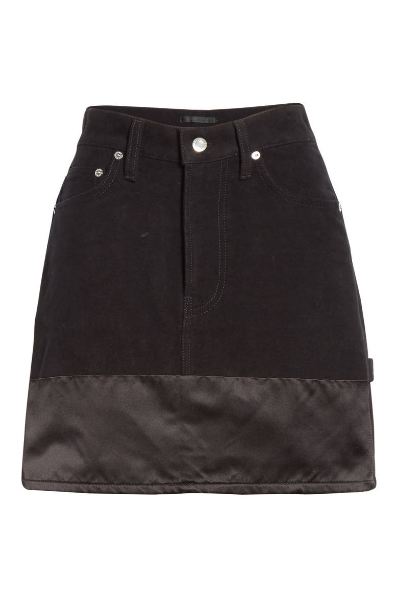 Femme Utility Denim Miniskirt, Alternate, color, BLACK