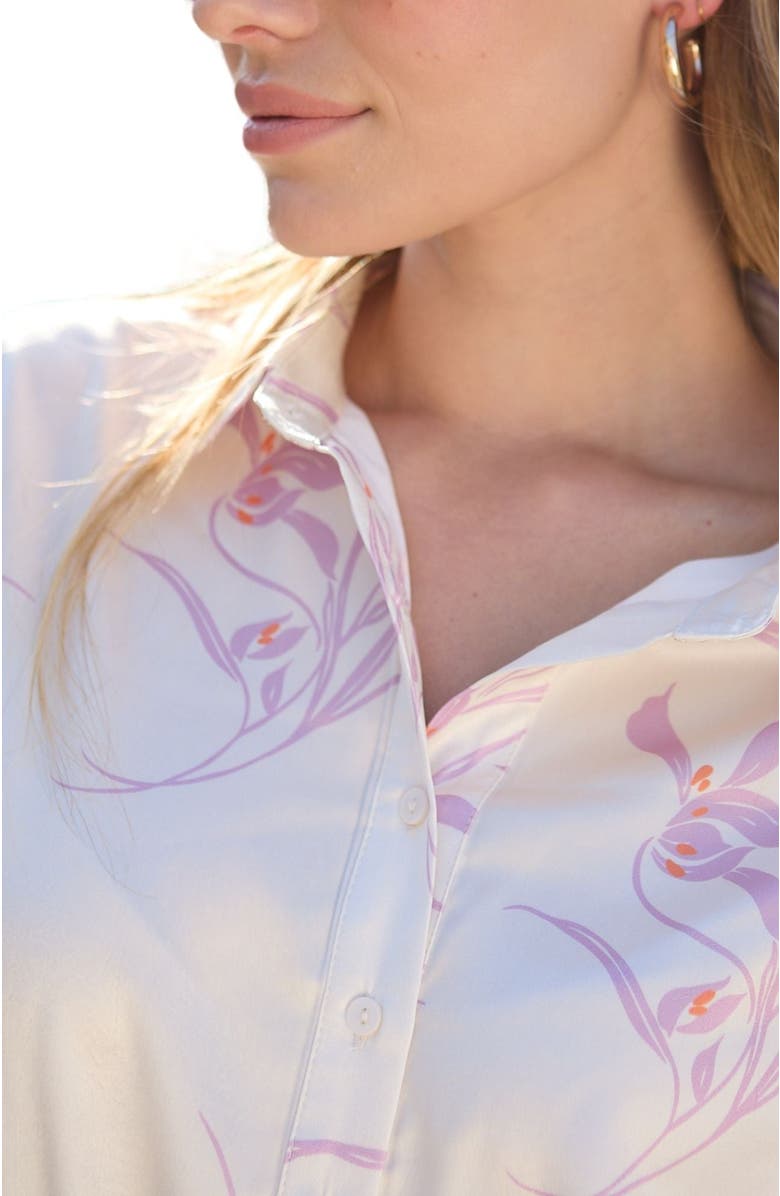 LILY AND LIONEL Kristy Button Down Large Floral Shirtdress, Alternate, color, Natural