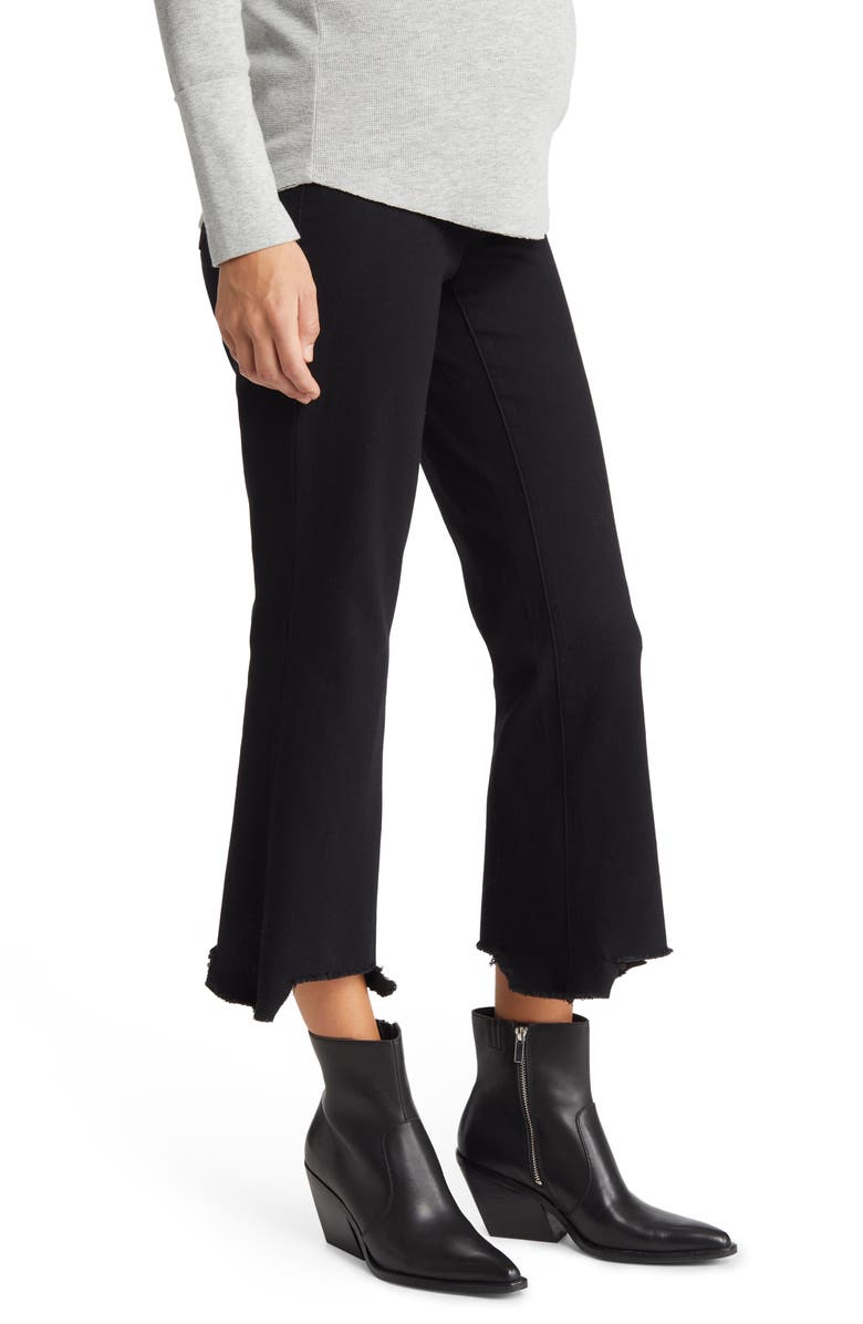 1822 Denim High Waist Fray Hem Crop Demi Bootcut Maternity Jeans, Alternate, color, 