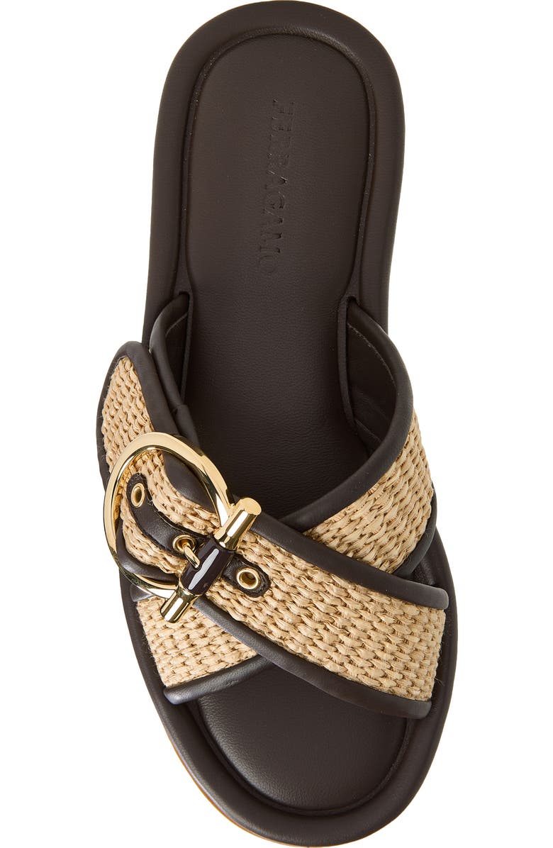 FERRAGAMO Elyzia Raffia Slide Sandal, Alternate, color, Naturale Testa Di Moro
