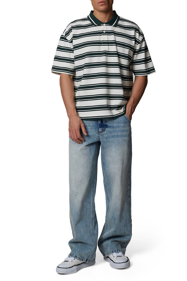 Boxy Fit Striped Polo, Alternate, color, Green