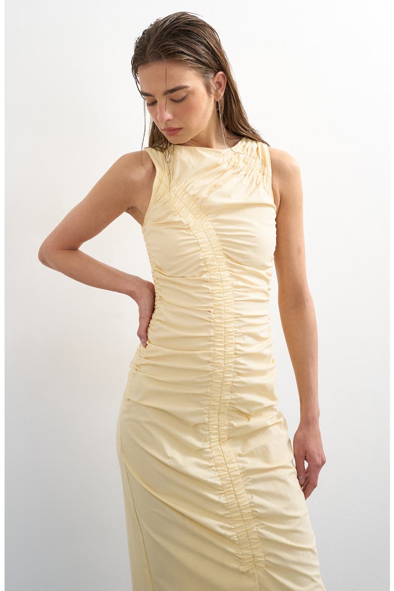 Ruched Detail Sleeveless Cotton Blend Maxi Dress, Alternate, color, YELLOW