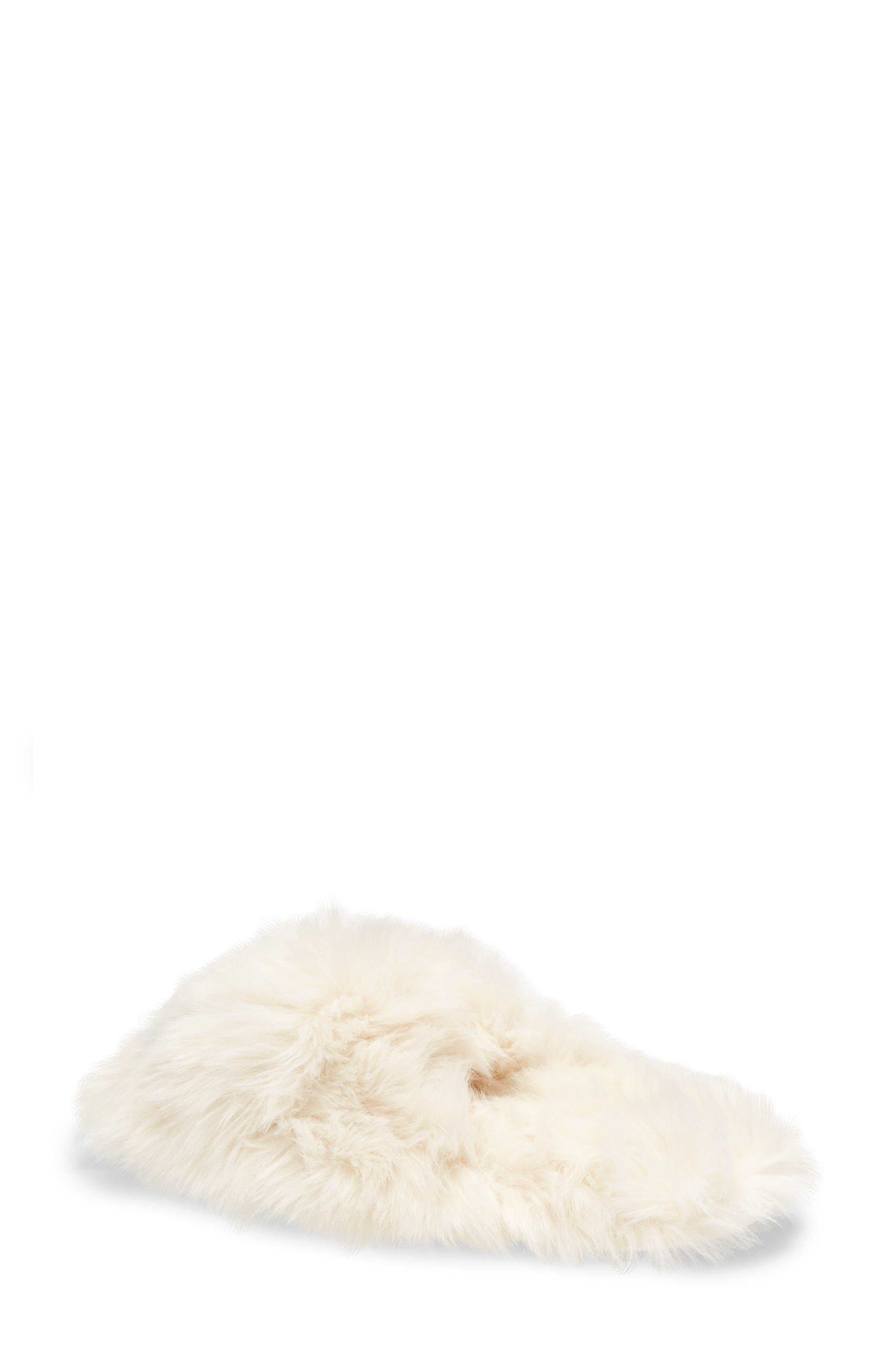 Faux Fur Slipper, Alternate, color, IVORY