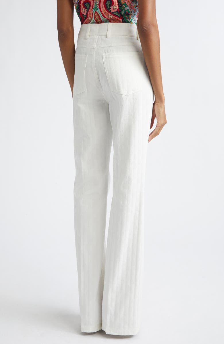 Etro Ex Stretch Cotton Flare Trousers, Alternate, color, White Base