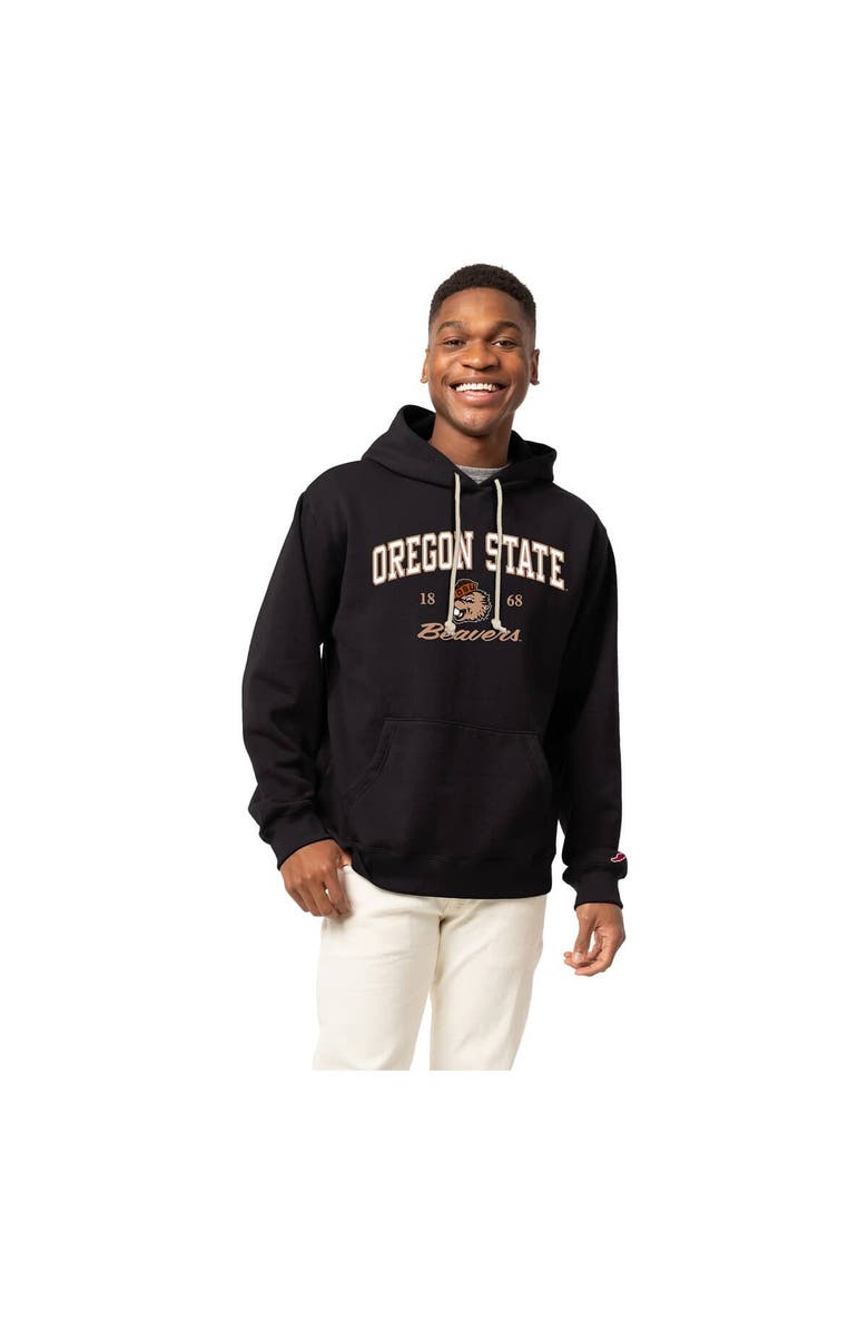 LEAGUE COLLEGIATE WEAR Men's League Collegiate Wear Black Oregon State Beavers Arch Script Essential Fleece 2.0 Pullover Hoodie, Alternate, color, Black