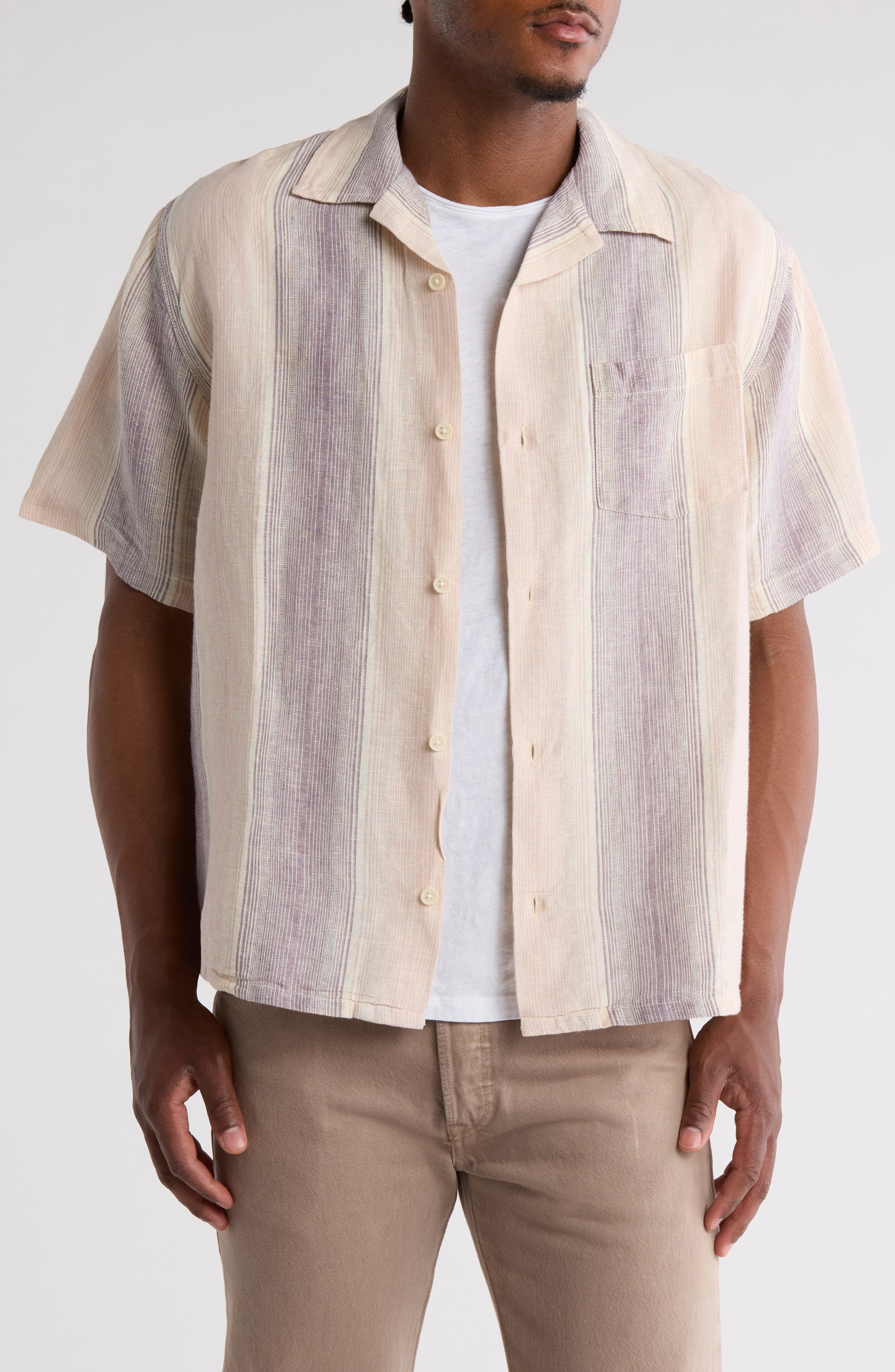 Corridor Sunset Stripe Cotton Blend Camp Shirt
