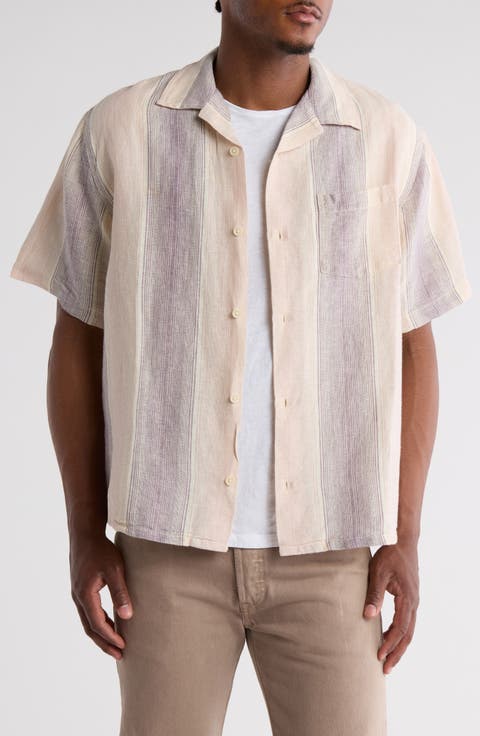Sunset Stripe Cotton Blend Camp Shirt