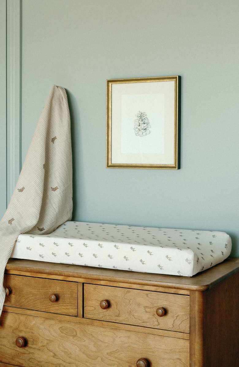 Oilo Print Organic Cotton Changing Pad Cover, Alternate, color, Mushroom/ Eggshell