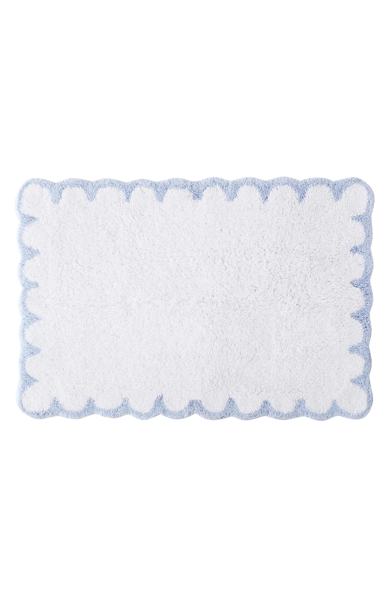Peri Home Scallop Detail Cotton Bath Mat - Blue, Bath Rug