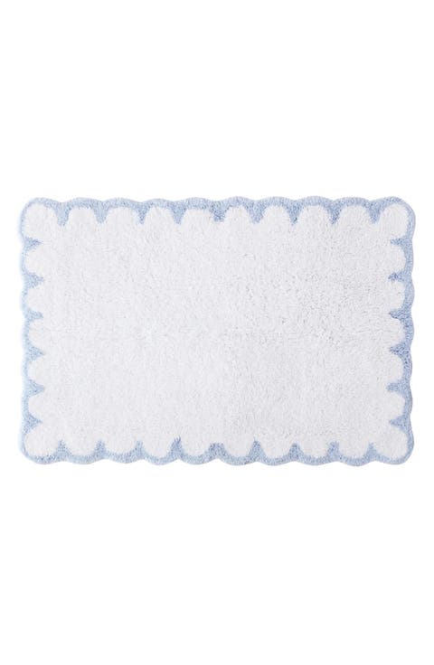 Scallop Detail Cotton Bath Mat