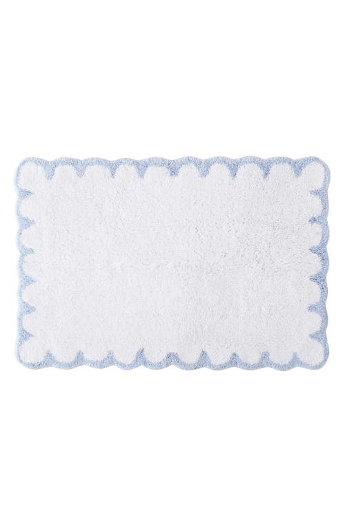 Peri Home Scallop Detail Cotton Bath Mat In Blue