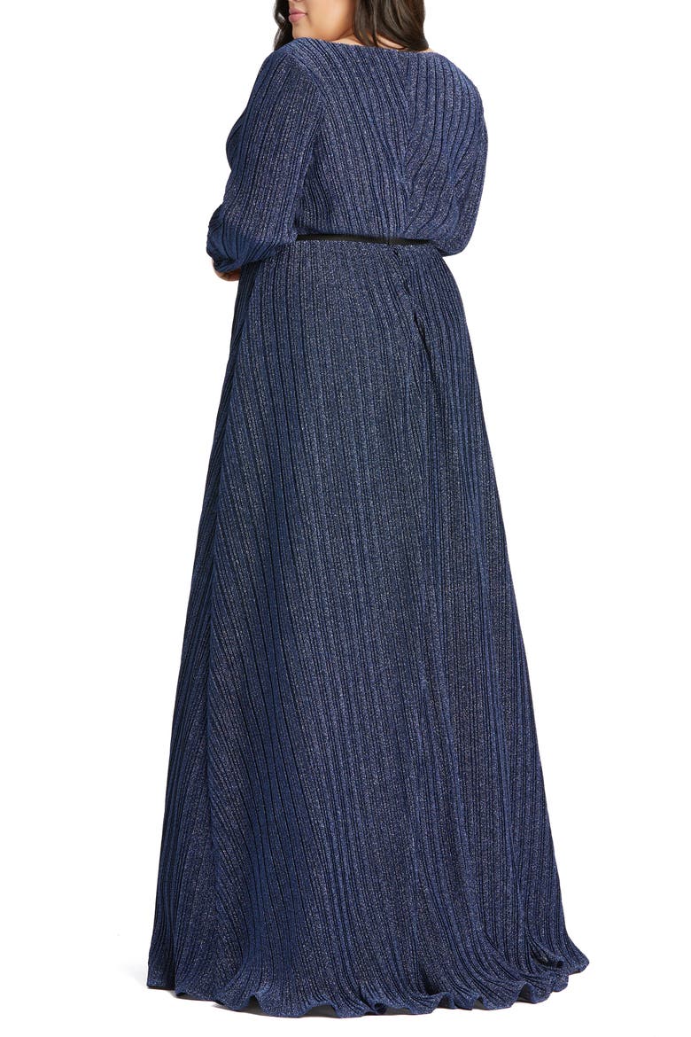 Shimmering V-Neck Evening Gown, Alternate, color, SAPPHIRE