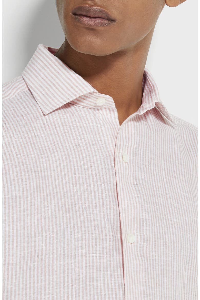 Stripe Oasi Linen Button-Up Shirt, Alternate, color, PETRA