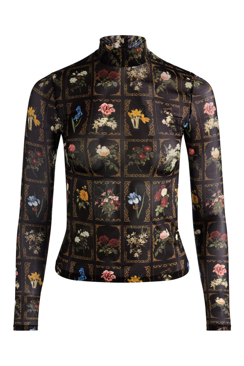 Delaina Printed Turtleneck Top, Alternate, color, GALLERY GARDEN