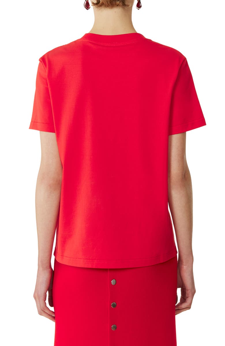 Lanvin Mother And Daughter Embroidered Cotton Jersey T-Shirt, Alternate, color, Poppy Red