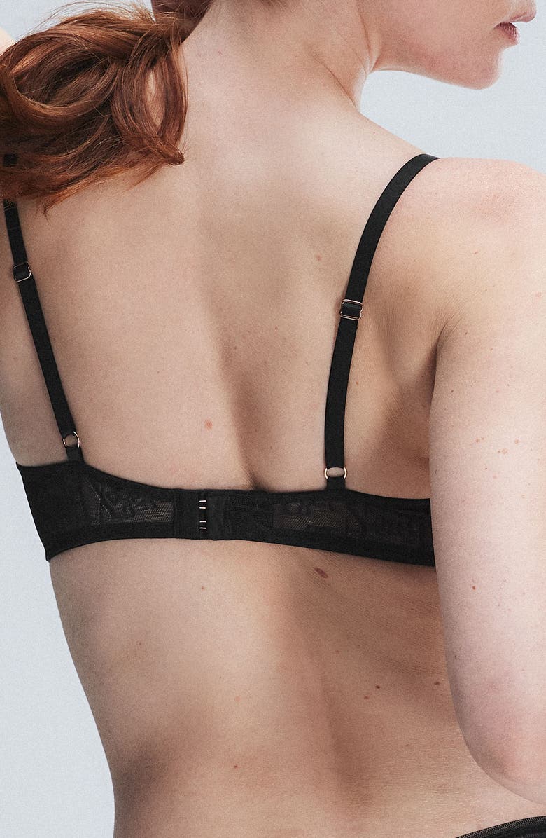 SAVAGE X FENTY Signature Script Lace Underwire Demi Bra, Alternate, color, Black Caviar