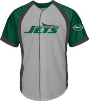 FANATICS Men's Fanatics  Gray New York Jets Big & Tall Button-Up Raglan Fashion Top