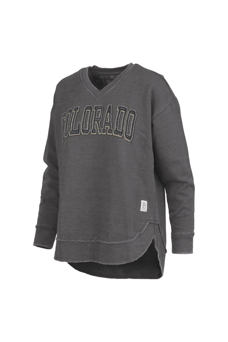 Women's Pressbox Black Colorado Buffaloes Westin Poncho V-Neck Pullover Sweatshirt, Alternate, color, Black