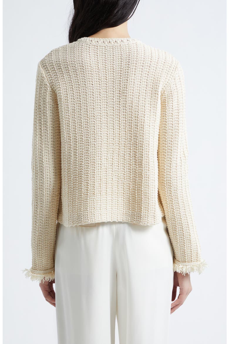 Fringe Cotton Blend Cardigan, Alternate, color, IVORY